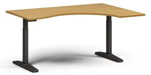Stół z regulacją wysokości, elektryczny, 675-1325 mm, ergonomiczny prawy, blat 1600x1200 mm, podstawa czarna, buk