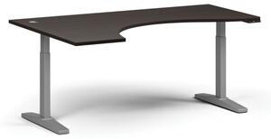 Stół z regulacją wysokości, elektryczny, 675-1325 mm, ergonomiczny lewy, blat 1800x1200 mm, podstawa szara, wenge