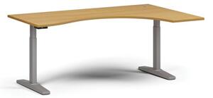 Stół z regulacją wysokości, elektryczny, 675-1325 mm, ergonomiczny prawy, blat 1800x1200 mm, podstawa szara, buk