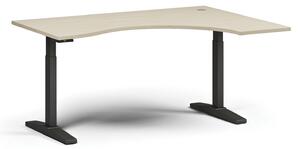 Stół z regulacją wysokości, elektryczny, 675-1325 mm, ergonomiczny prawy, blat 1600x1200 mm, podstawa czarna, biała