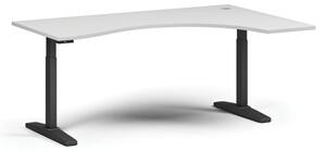 Stół z regulacją wysokości, elektryczny, 675-1325 mm, ergonomiczny prawy, blat 1800x1200 mm, podstawa czarna, biała