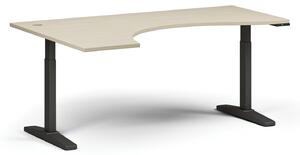 Stół z regulacją wysokości, elektryczny, 675-1325 mm, ergonomiczny lewy, blat 1800x1200 mm, podstawa czarna, czereśnia
