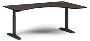 Stół z regulacją wysokości, elektryczny, 675-1325 mm, ergonomiczny prawy, blat 1800x1200 mm, podstawa czarna, wenge