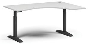 Stół z regulacją wysokości ULIX, elektryczny, 675-1325 mm, ergonomiczny prawy, blat 1600x1200 mm, podstawa czarna, biała