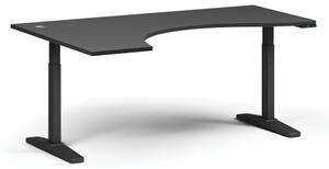 Stół z regulacją wysokości ULIX, elektryczny, 675-1325 mm, ergonomiczny lewy, blat 1800x1200 mm, podstawa czarna, grafit