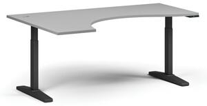 Stół z regulacją wysokości, elektryczny, 675-1325 mm, ergonomiczny lewy, blat 1800x1200 mm, podstawa czarna, szary