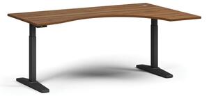 Stół z regulacją wysokości, elektryczny, 675-1325 mm, ergonomiczny prawy, blat 1800x1200 mm, podstawa czarna, orzech
