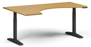 Stół z regulacją wysokości, elektryczny, 675-1325 mm, ergonomiczny lewy, blat 1800x1200 mm, podstawa czarna, buk
