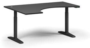 Stół z regulacją wysokości, elektryczny, 675-1325 mm, ergonomiczny lewy, blat 1600x1200 mm, podstawa czarna, grafit
