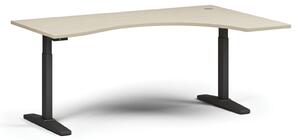 Stół z regulacją wysokości, elektryczny, 675-1325 mm, ergonomiczny prawy, blat 1800x1200 mm, podstawa czarna, dąb naturalny