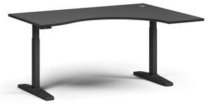 Stół z regulacją wysokości, elektryczny, 675-1325 mm, ergonomiczny prawy, blat 1600x1200 mm, podstawa czarna, grafit