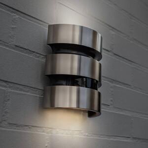 LUTEC Zewnętrzny kinkiet LED z czujnikiem MAYA, stal nierdzewna, wysokość 18 cm, IP44 MAYA, aluminiowy / szary / cynkowy, stal szlachetna, nowoczesny