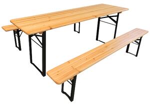 Zestaw piwny 197x60 cm – Stół ogrodowy z ławkami dla 8 osób - 197cm x 60cm -
