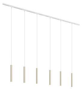 Nowoczesny system oświetleniowy szynowy z 6 lampami wiszącymi w kolorze beżowym i białym, jednofazowy - Slimline Keno Oswietlenie wewnetrzne