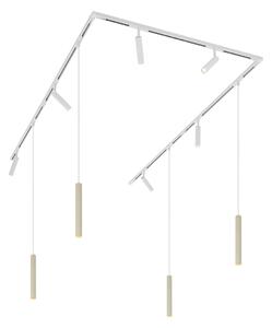 Nowoczesny system oświetleniowy szynowy z 6 reflektorami i 4 lampami wiszącymi w kolorze beżowym i białym, jednofazowy - Slimline Uzzy Keno Oswietlenie wewnetrzne