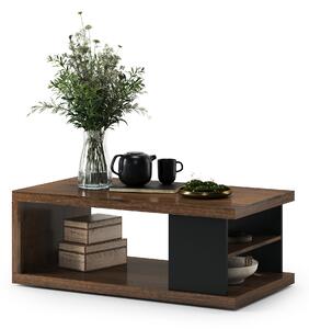 Ława LANA S-110 Orzech Elegant / Czarny - STOLIK KAWOWY Z PÓŁKĄ