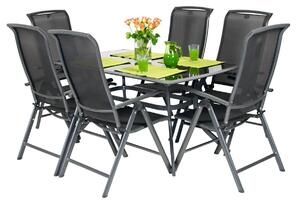 OUTLET Zestaw ogrodowy aluminiowy VEGAS Stół i 6 krzeseł - Czarne