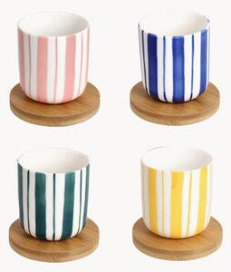 Komplet filiżanek ze spodkiem New Milk & C Stripes, 4 elem
