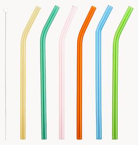 Komplet'słomek ze szkła borokrzemowego ze szczoteczką Colors, 7 elem
