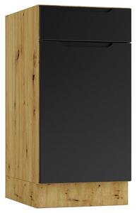 Szafka dolna z szufladą 40 cm dąb artisan + czarny W7-Z24