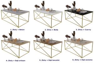 Prostokątny stolik kawowy złoty + czarny - Sekros 3X