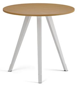 Stolik kawowy PRIMO ZEN, średnica 80 cm, biała podstawa, buk