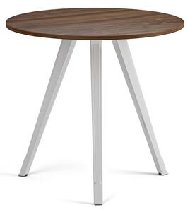Stolik kawowy PRIMO ZEN, średnica 80 cm, biała podstawa, orzech