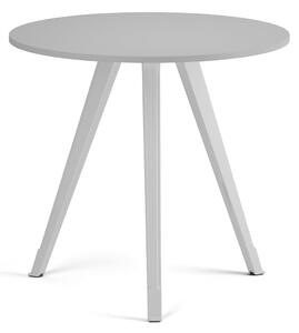 Stolik kawowy PRIMO ZEN, średnica 80 cm, biała podstawa, szary