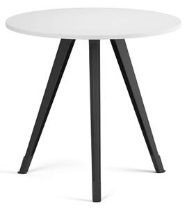 Stolik kawowy PRIMO ZEN, średnica 80 cm, czarna podstawa, biały