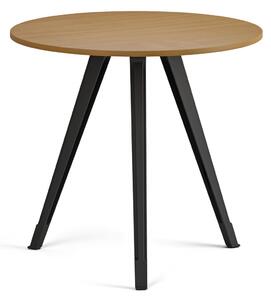 Stolik kawowy PRIMO ZEN, średnica 80 cm, czarna podstawa, buk