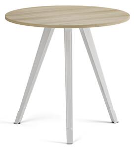 Stolik kawowy PRIMO ZEN, średnica 80 cm, biała podstawa, dąb naturalny