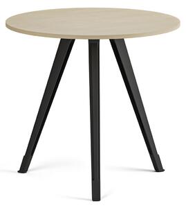 Stolik kawowy PRIMO ZEN, średnica 80 cm, czarna podstawa, brzoza