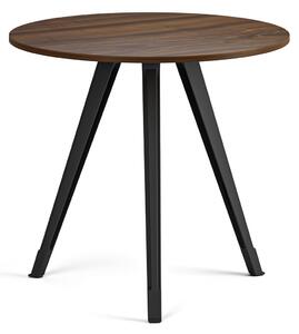 Stolik kawowy PRIMO ZEN, średnica 80 cm, czarna podstawa, orzech