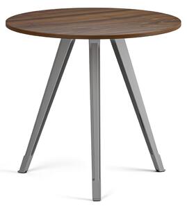 Stolik kawowy PRIMO ZEN, średnica 80 cm, szaro-srebrna podstawa, orzech