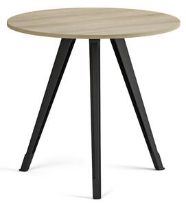 Stolik kawowy PRIMO ZEN, średnica 80 cm, czarna podstawa, dąb naturalny