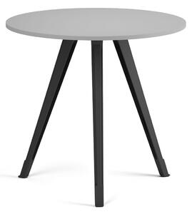 Stolik kawowy PRIMO ZEN, średnica 80 cm, czarna podstawa, szary