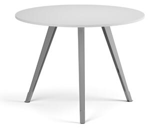 Stolik kawowy PRIMO ZEN, średnica 100 cm, szaro-srebrna podstawa, biały