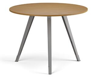 Stolik kawowy PRIMO ZEN, średnica 100 cm, szaro-srebrna podstawa, buk