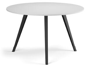 Stolik kawowy PRIMO ZEN, średnica 120 cm, czarna podstawa, biały