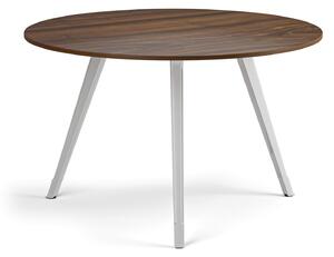 Stolik kawowy PRIMO ZEN, średnica 120 cm, biała podstawa, orzech