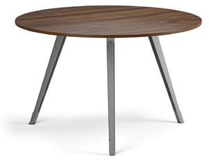 Stolik kawowy PRIMO ZEN, średnica 120 cm, szaro-srebrna podstawa, orzech