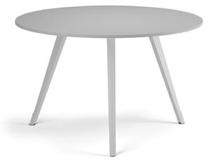 Stolik kawowy PRIMO ZEN, średnica 120 cm, biała podstawa, szary