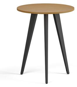 Stolik kawowy PRIMO VIBE, średnica 60 cm, czarna podstawa, buk