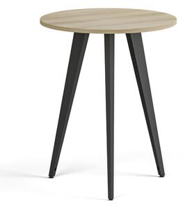 Stolik kawowy PRIMO VIBE, średnica 60 cm, czarna podstawa, dąb naturalny