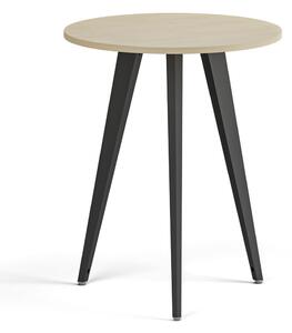 Stolik kawowy PRIMO VIBE, średnica 60 cm, czarna podstawa, brzoza