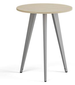 Stolik kawowy PRIMO VIBE, średnica 60 cm, szaro-srebrna podstawa, brzoza