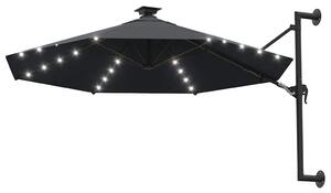 Parasol ogrodowy z LED, ścienny, 300 cm, antracytowy
