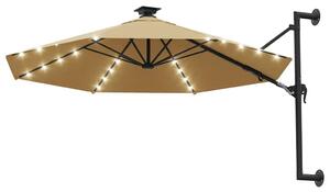 Parasol ogrodowy z LED, ścienny, 300 cm, taupe