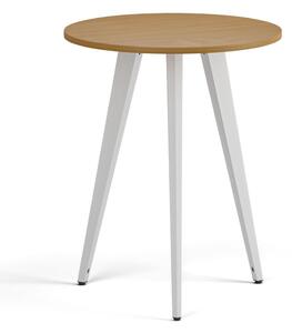Stolik kawowy PRIMO VIBE, średnica 60 cm, biała podstawa, buk