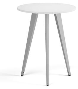 Stolik kawowy PRIMO VIBE, średnica 60 cm, szaro-srebrna podstawa, biały